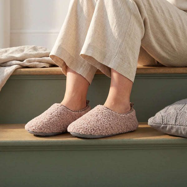 Emina Slippers - Dusty Pink, in a styled scene at home