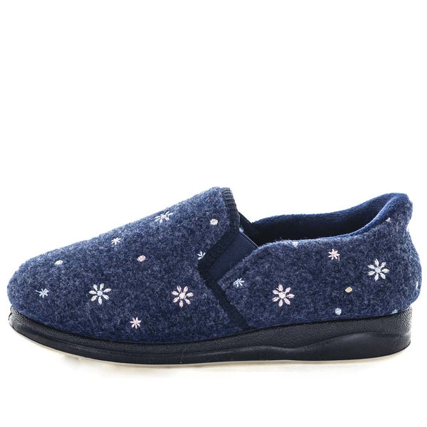 Eleanor STEPPINS Slippers - Navy Flower