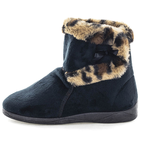 Ellidy Bootie Slippers - Black Leopard