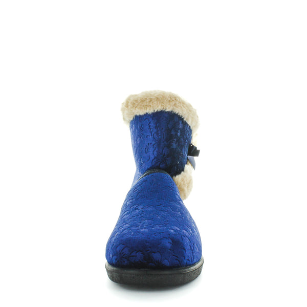 Ellidy Bootie Slippers - Blue Embossed