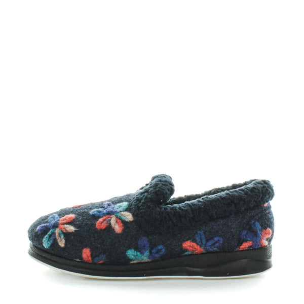 Emille Slippers - Navy Embroidery