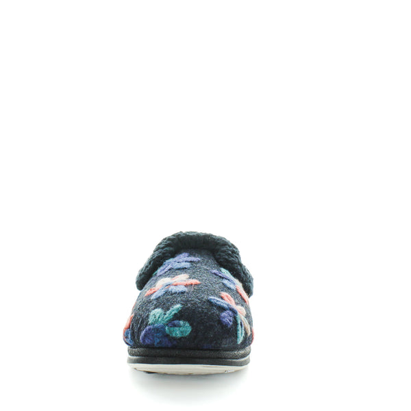 Emille Slippers - Navy Embroidery