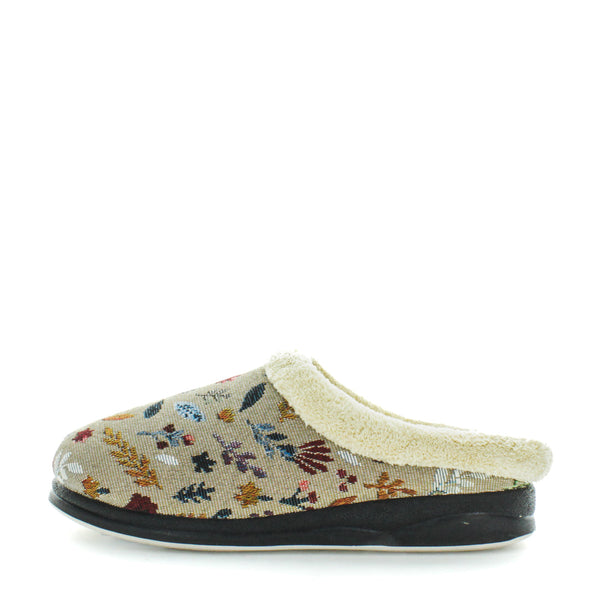 Endy Slippers - Beige Embroidery