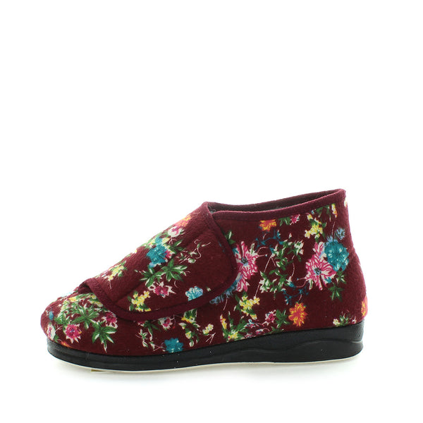 Efran Bootie Slippers - Burgundy Floral
