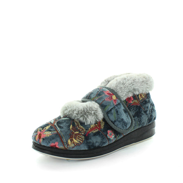 Emee Slippers - Grey Embroidery