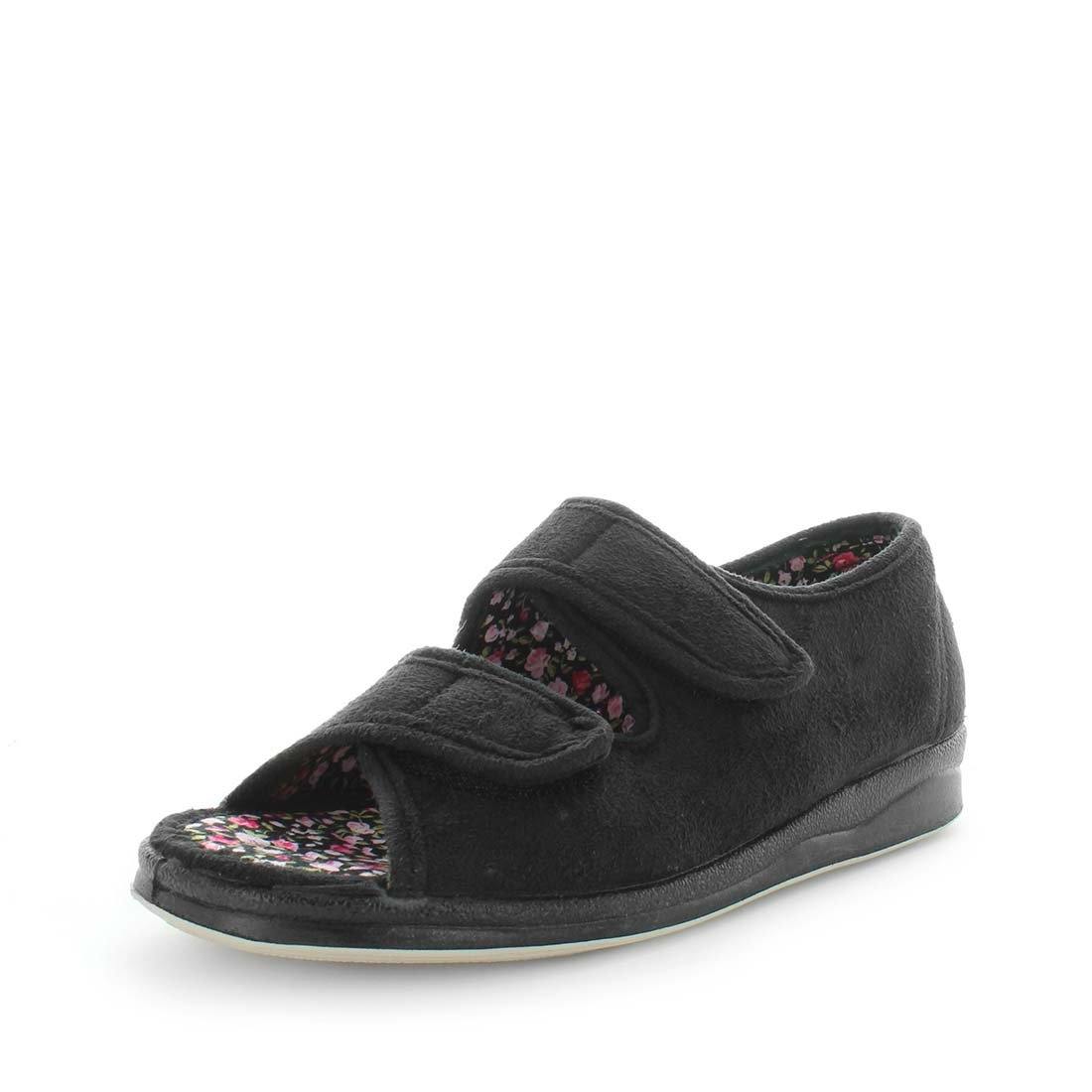 womens slippers - black entice slipper, by panda Slippers. A sandal slipper with a soft micro-fibre design, multiple velcro straps and a padded footbed for an extra comfy fit