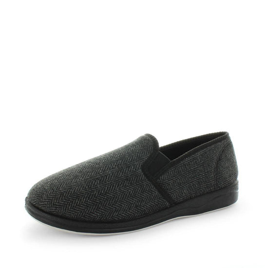 The best classic mens slipper, Eden by panda slippers. A slip on style slipper with soft materials and comfy fit design for indoor wear. - panda slippers - mens comfort slippers - padded foot