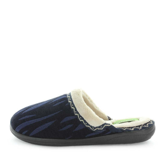 womens slippers - Navy engel slipper, by panda Slippers. A scuff style slipper with a soft, warm lining and sock and extra comfortable fit