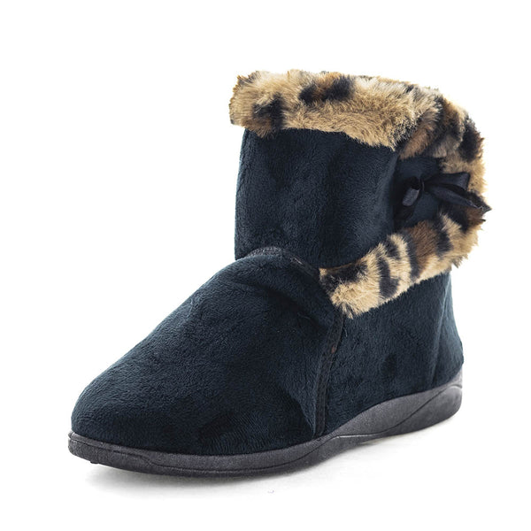 Ellidy Bootie Slippers - Black Leopard