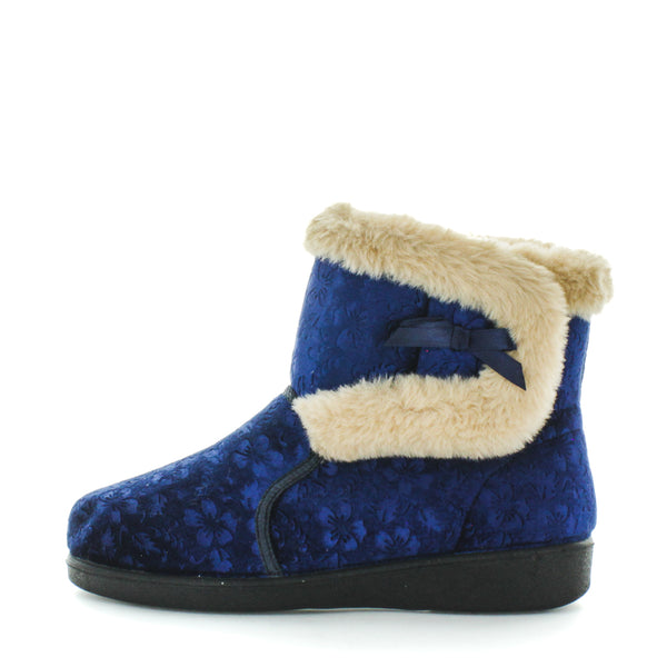 Ellidy Bootie Slippers - Blue Embossed