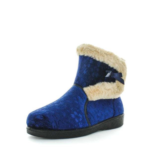 Ellidy Bootie Slippers - Blue Embossed