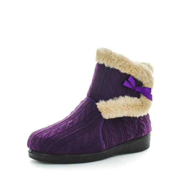 Ellidy Bootie Slippers - Purple Knit