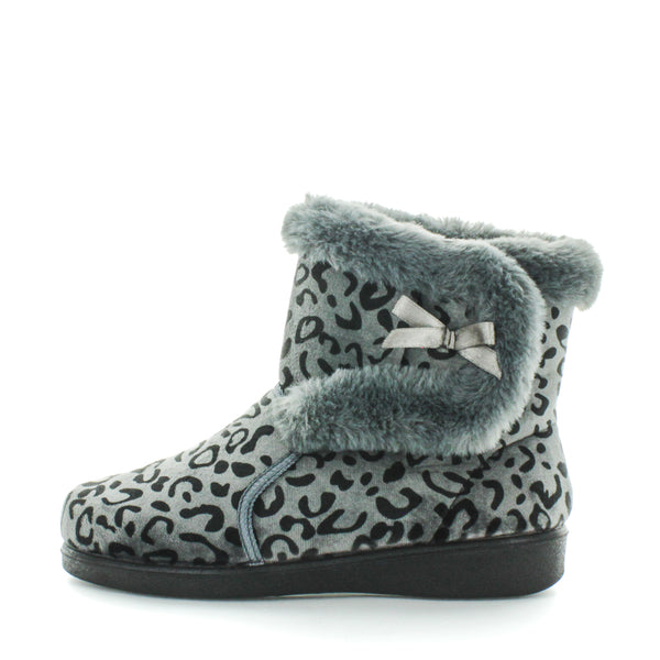 Ellidy Bootie Slippers - Grey Leopard