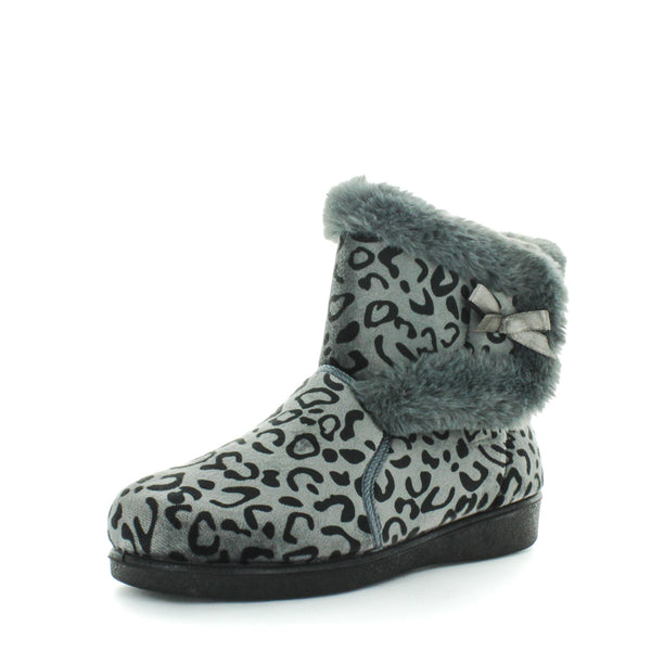 Ellidy Bootie Slippers - Grey Leopard