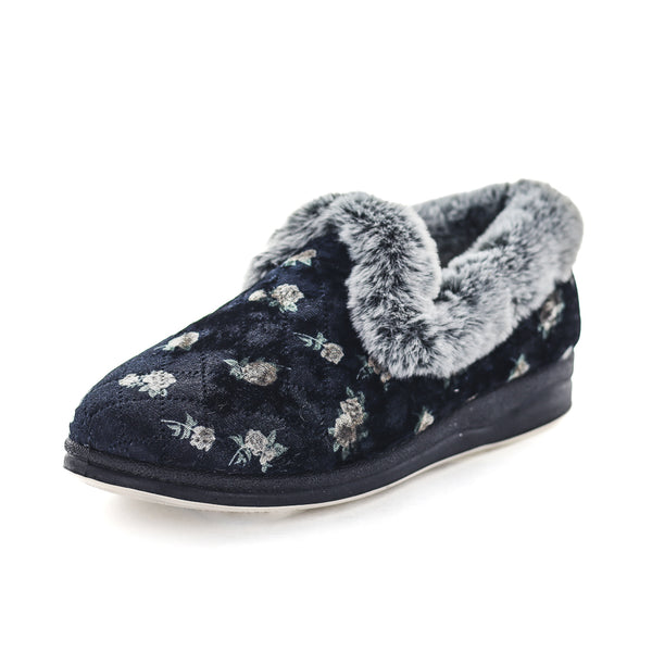 Emille Slippers - Black Floral