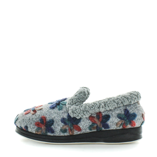 Emille Slippers - Grey Embroidery