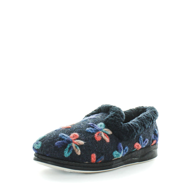 Emille Slippers - Navy Embroidery