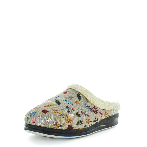 Endy Slippers - Beige Embroidery