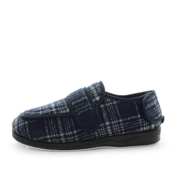 Edison Slippers - Navy Blue Check