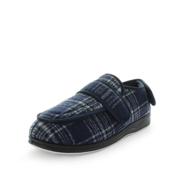 Edison Slippers - Navy Blue Check