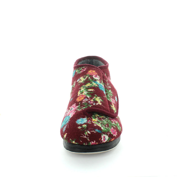 Efran Bootie Slippers - Burgundy Floral