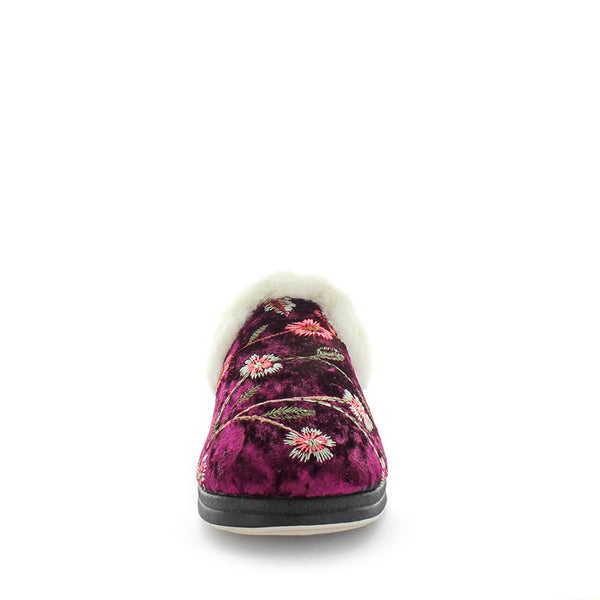 Emille Slippers - Burgundy Embroidery