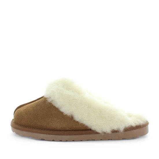 Just Bee UGGs- cita- womens little slip-on slipper style, 100% wool, leather shoe with detailed upper and over hanging wool on the trim - womens comfort slippers - womens best slippers- UGGs