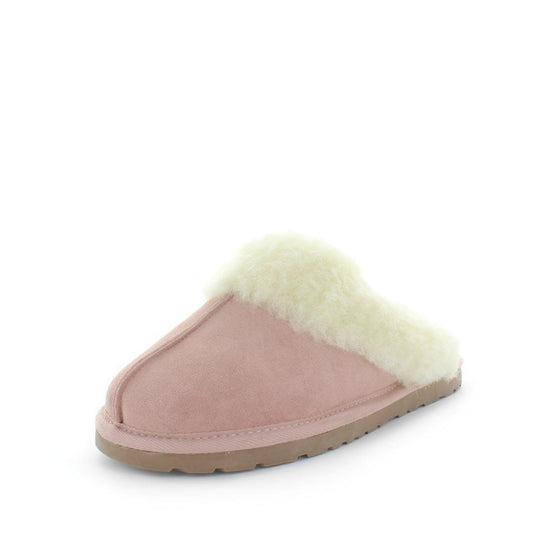 Just Bee UGGs- cita- womens little slip-on slipper style, 100% wool, leather shoe with detailed upper and over hanging wool on the trim - womens comfort slippers - womens best slippers- UGGs