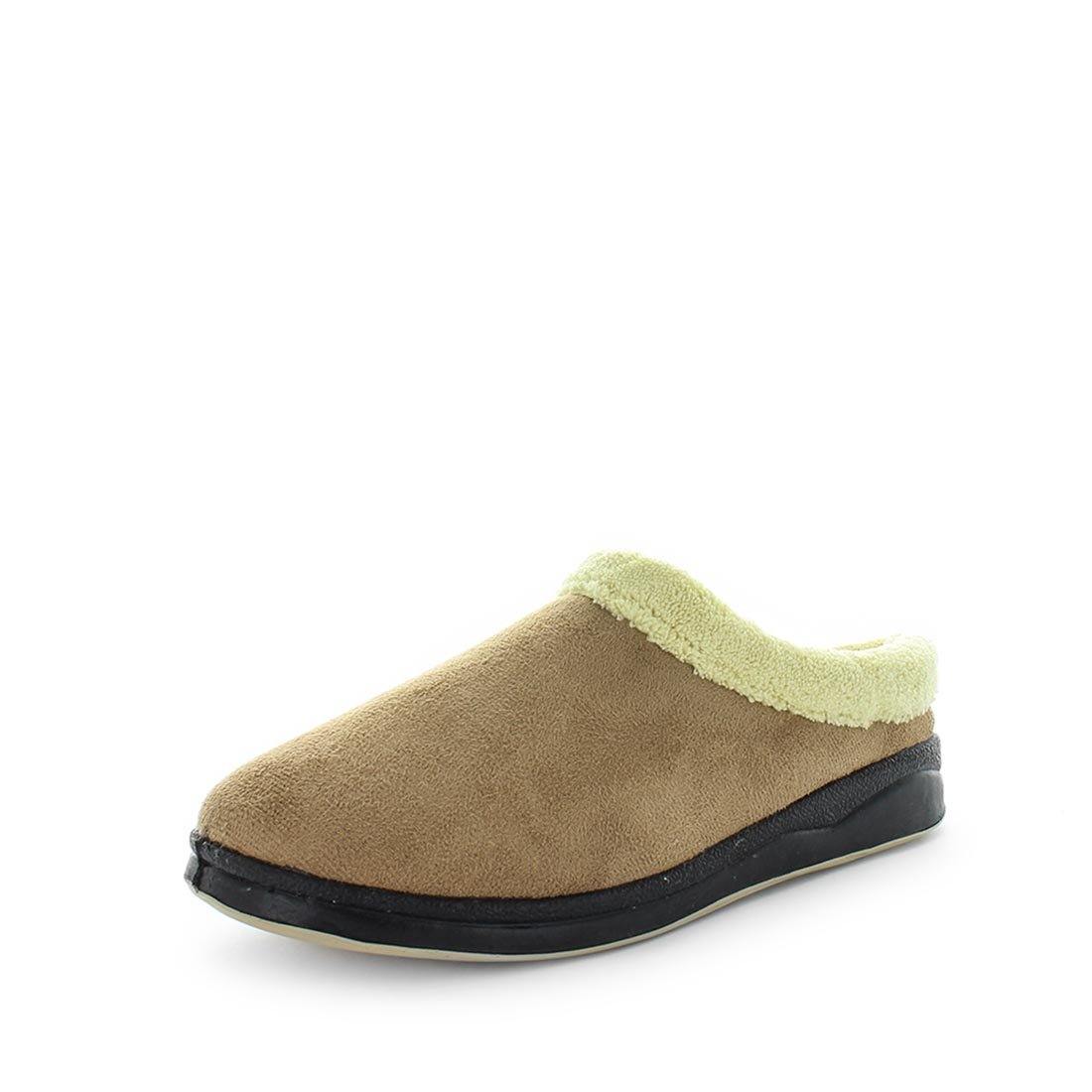 Load image into Gallery viewer, womens slippers - camel Endy slipper, by panda Slippers. A scuff style slipper with a micro-terry design for warmth and an extra comfy fit with anon slip sole - comfort womens slippers
