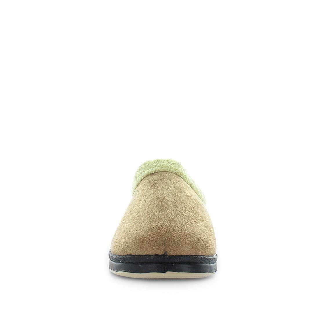 Load image into Gallery viewer, womens slippers - camel Endy slipper, by panda Slippers. A scuff style slipper with a micro-terry design for warmth and an extra comfy fit with anon slip sole.
