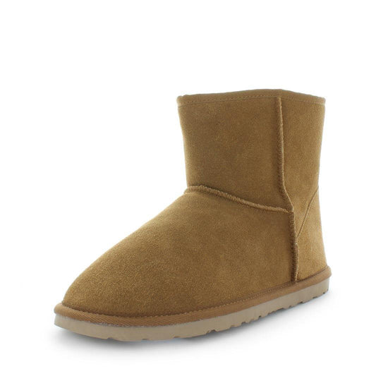 Just Bee UGGs- cafy- Men's classic boot style slipper, 100% wool, leather shoe with detailed upper and over hanging wool on the trim - Men's comfort slippers - Men's best slippers- UGGs
