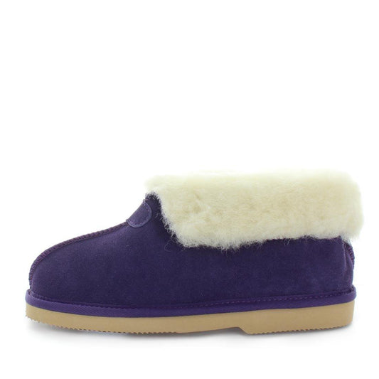 Just Bee UGGs- cosa- womens little boot slipper style, 100% wool, leather shoe with detailed upper and over hanging wool on the trim - womens comfort slippers - womens best slippers- UGGs