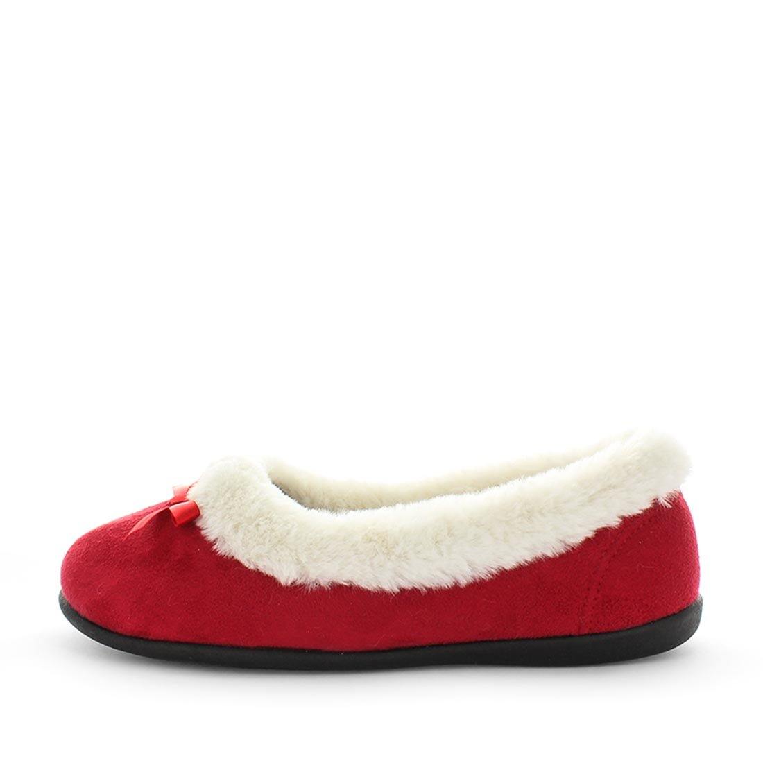 Load image into Gallery viewer, Elmo by panda slippers - womens slippers - memory foam slippers - womens ballet slippers - all year slippers - cute felt ballet slipper by panda slippers with microterry lining, faux fur collar trim and a memory foam sock for extra comfort

