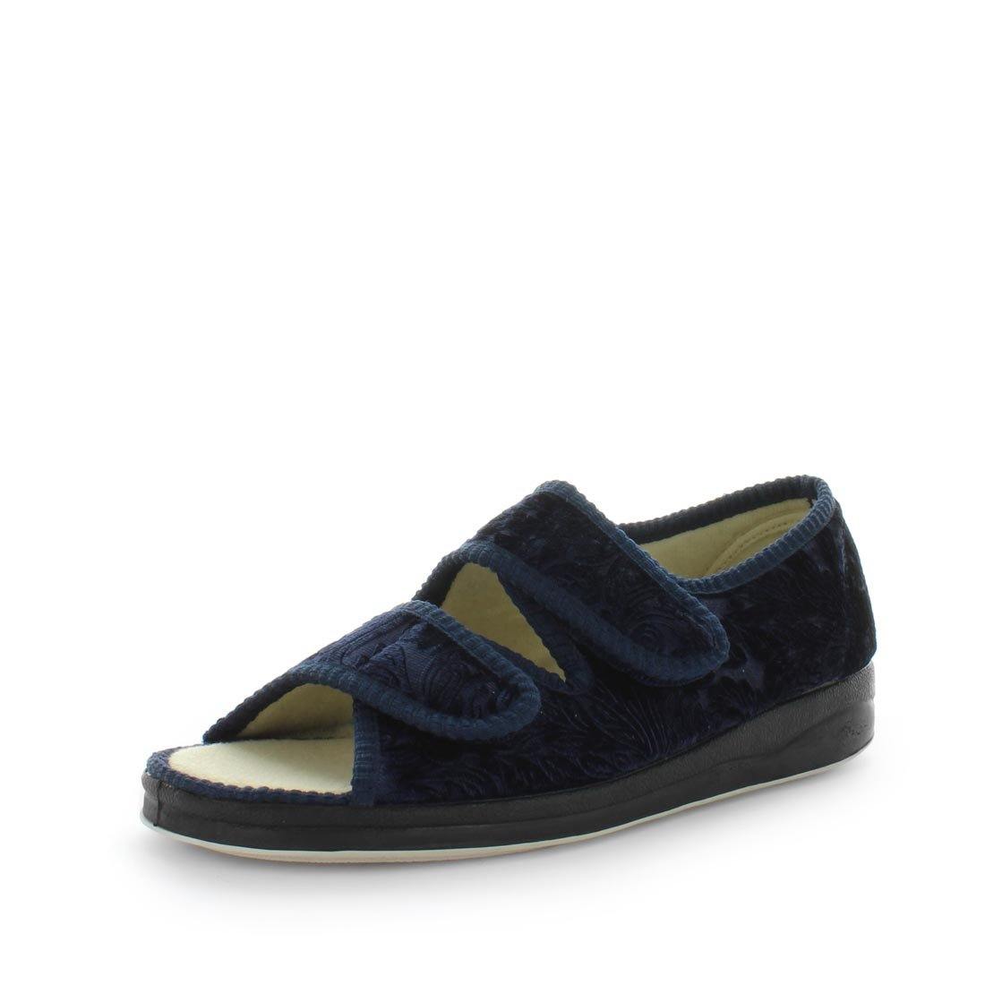womens slippers - Navy entice slipper, by panda Slippers. A sandal slipper with a soft micro-fibre design, multiple velcro straps and a padded footbed for an extra comfy fit - comfort summer womens slippers