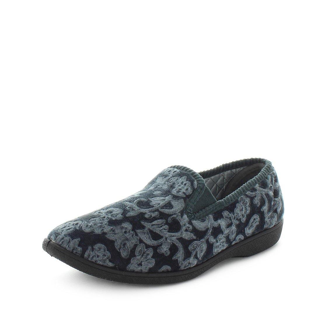 womens slippers - Grey Erta slipper, by panda Slippers. A slip on style slipper with embossed velour twin gussets and a quilted satin lining and sock for a soft to the touch feel.